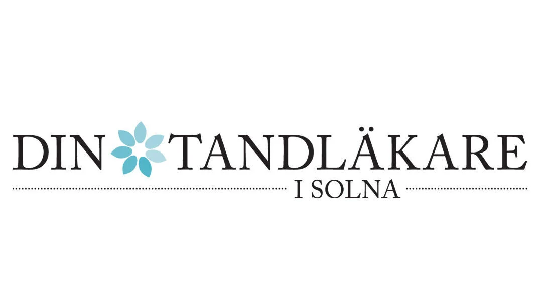 Din Tandläkare i Solna – Officiell logotyp med blå blomikon och stilren text