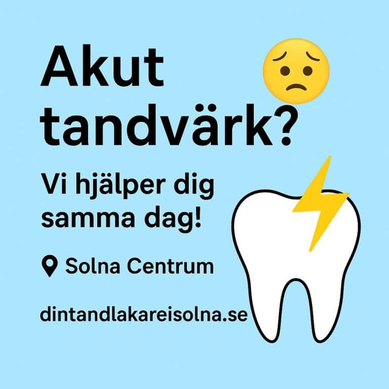 Illustration om akut tandvård i Solna med blå bakgrund, frågetecken och smiley